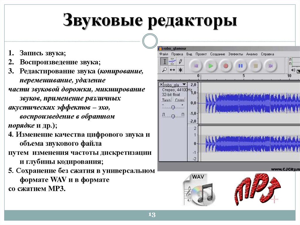 Редактор записали. Звуковые редакторы. Редактирование звука. Графические и звуковые редакторы. Основные программы обработки звуковой.