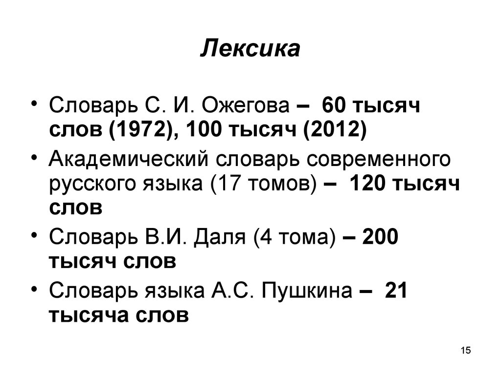 Словарь лексикологии. Словарь Ожегова 100 тысяч слов.