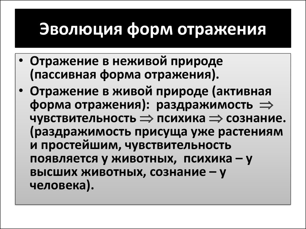 Сознание отражающее. Эволюция форм психического отражения:. Эволюция форм отражения в природе. Эволюция форм отражения философия. Формы отражения в неживой и живой природе.