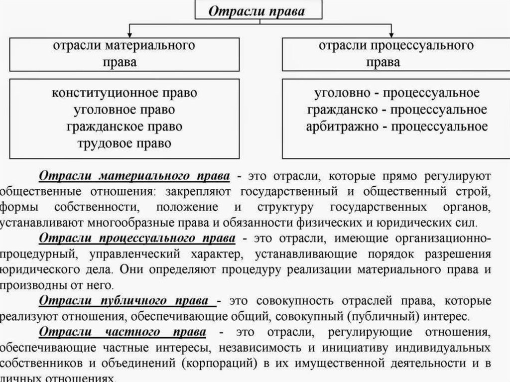 Понятие правовой системы ее основные элементы. Отрасль права классификация отраслей права. Основные отрасли права схема. Характеристика отраслей права РФ. Основные отрасли российского права материальное и процессуальное.