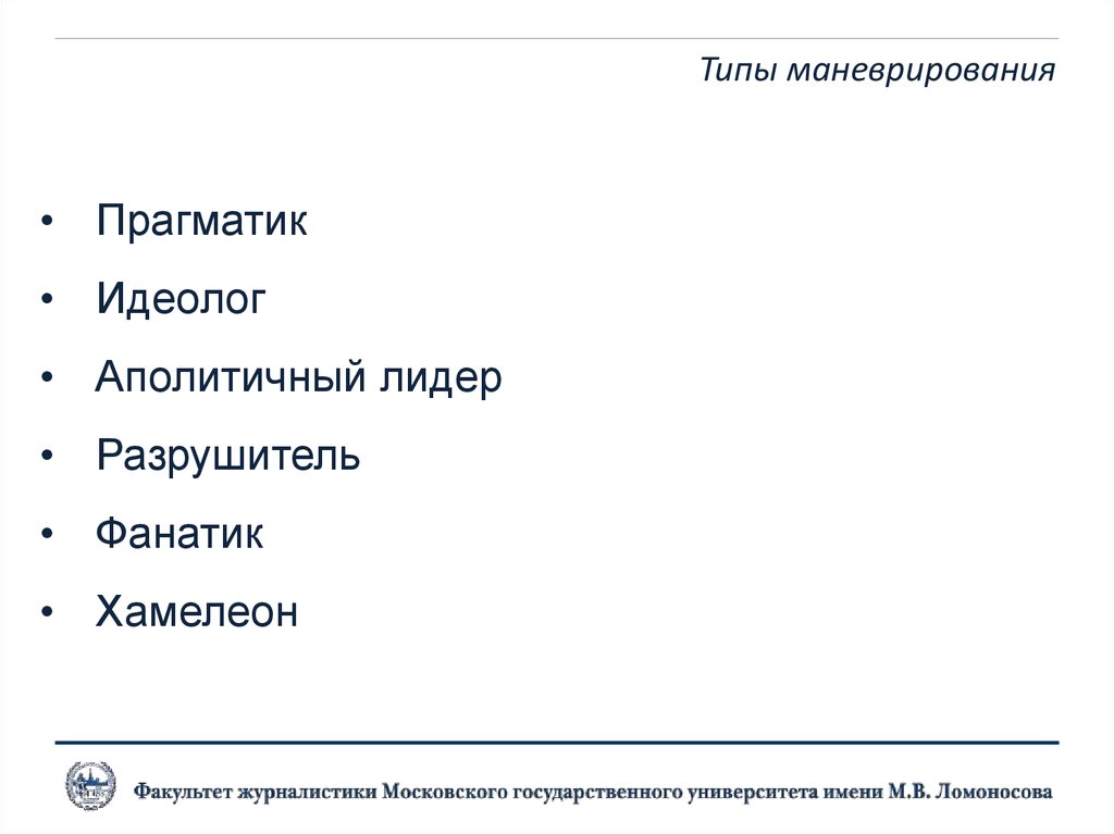 Типы маневрирования