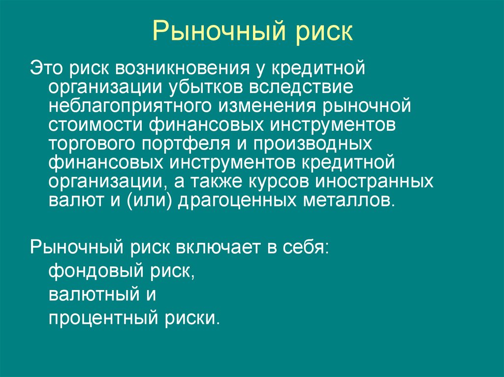 Рыночные риски презентация