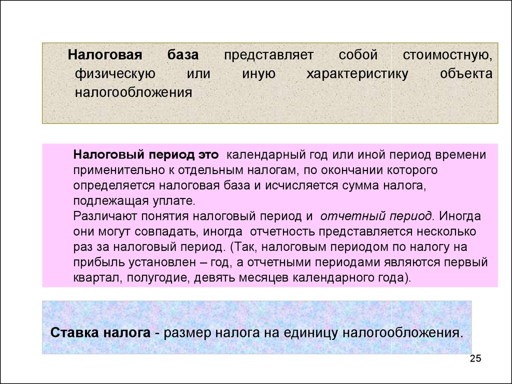 Период налогообложения. Налоговая база и налоговая ставка. Налоговой базы, налоговой ставки,. Налоговая база налоговая ставка налоговый период. Налоговая база представляет собой характеристику объекта.