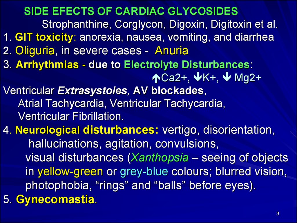 Side effects of drugs affecting cardiovascular system 