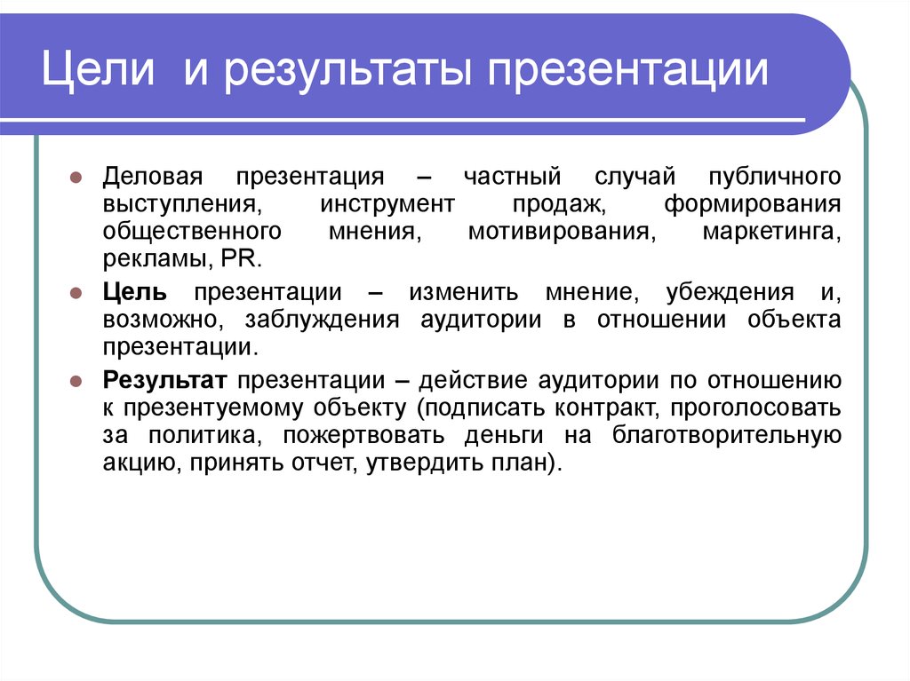 Шаги подготовки к деловой презентации