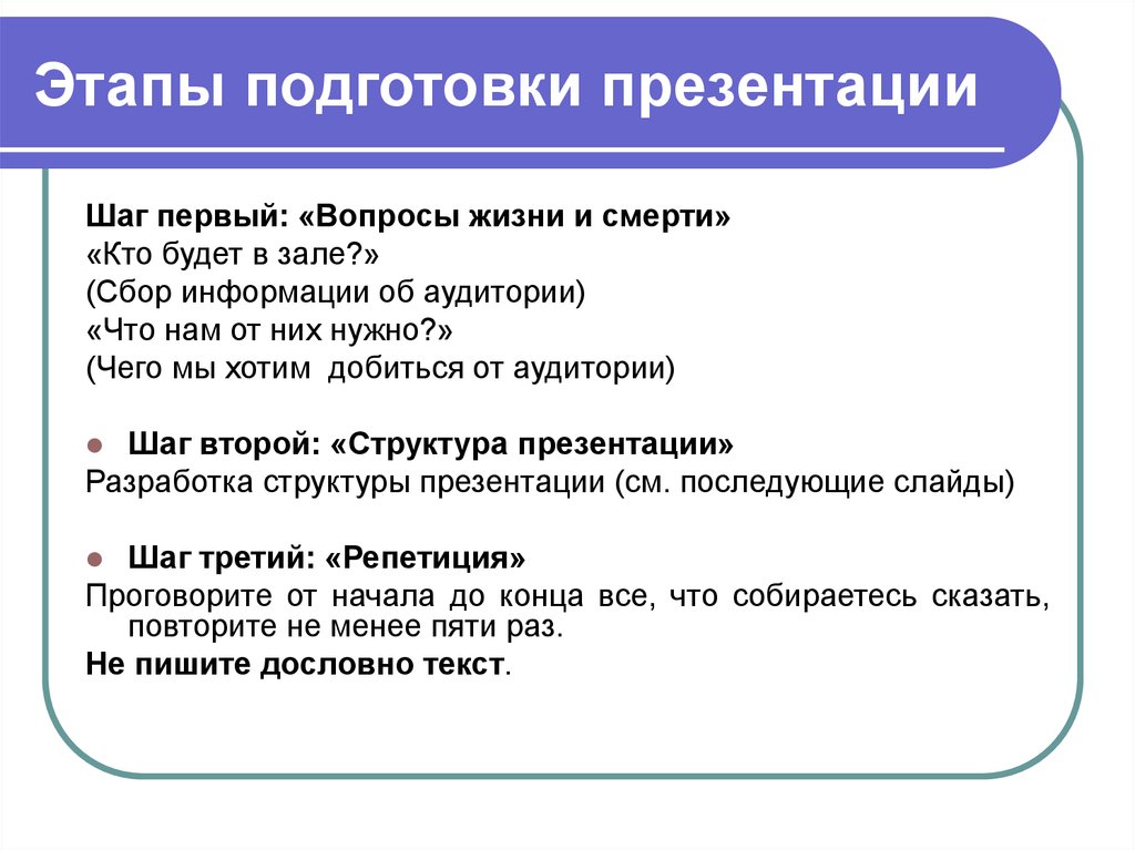 Структура презентации класса