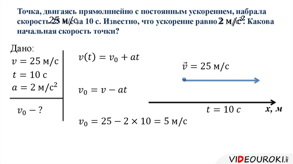 Скорость какого тела 10 м с. Прямолинейное движение с постоянным ускорением. Решение задач на равноускоренное движение. Движение с ускорением с начальной скоростью. Тело движется с постоянным ускорением.