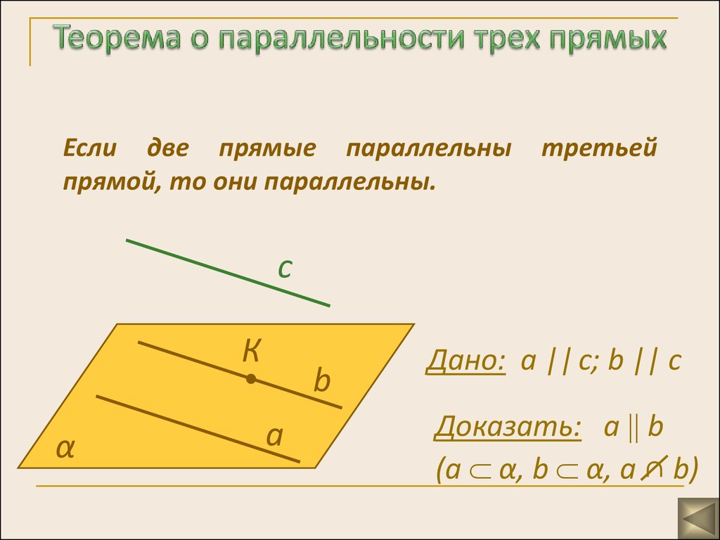 Теорема о параллельности трех прямых