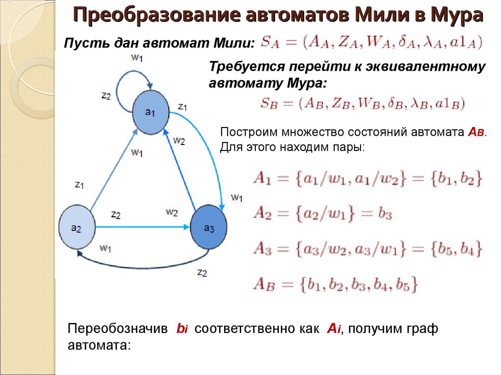 Диаграмма мура конечного автомата