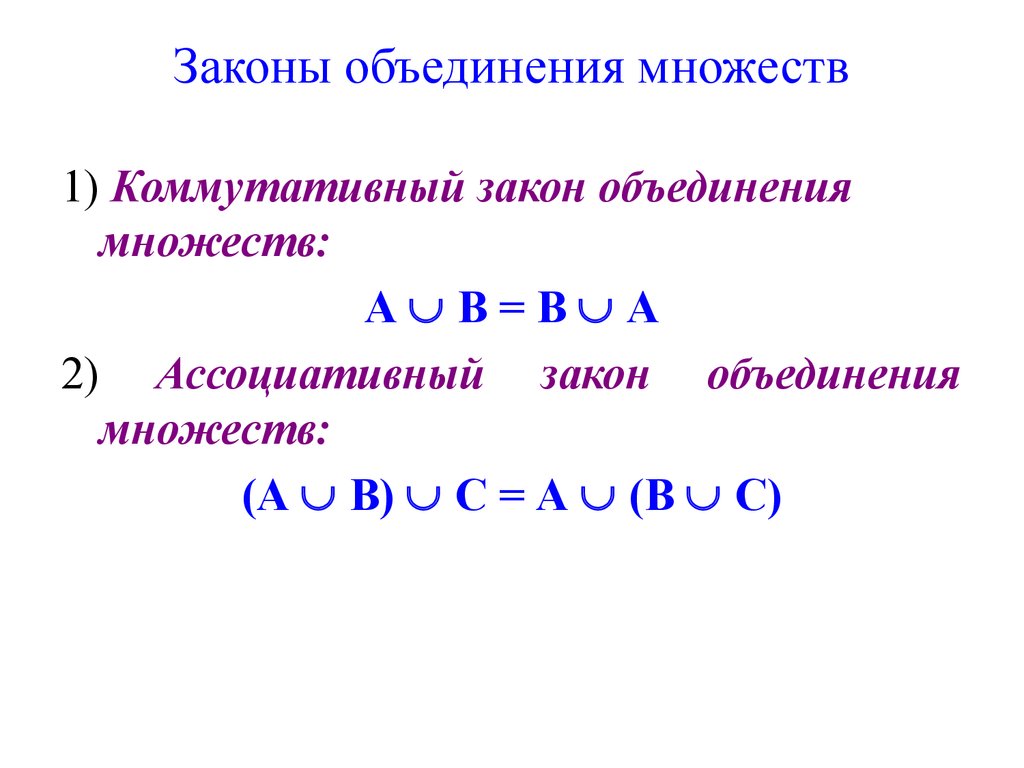 Свойство операций над множествами переместительное