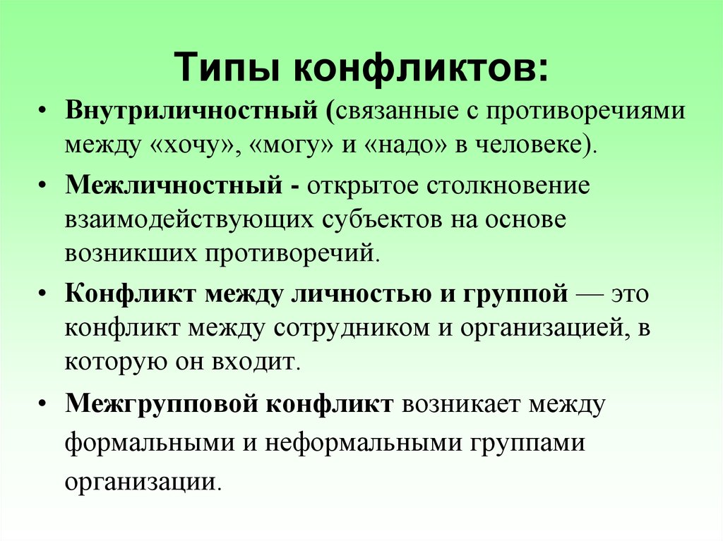 Термин причина. Типы конфликтов. Виды внутриличностностных конфликтов. Примеры внутриличностных конфликтов. Тип.