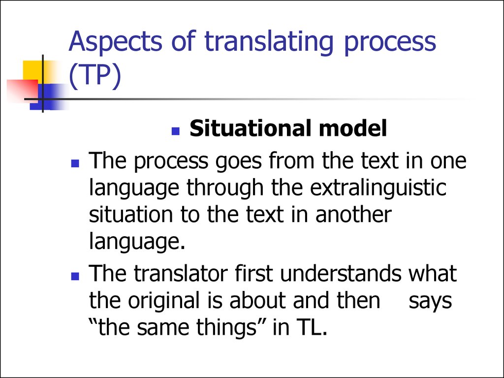 Aspects of translating process (TP)