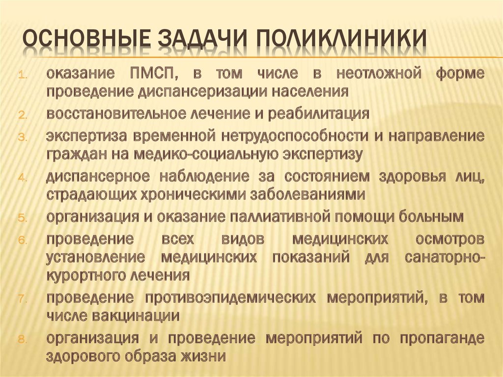 Функции поликлиники. Задачи и функции поликлиники. Основные цели и задачи поликлиники.