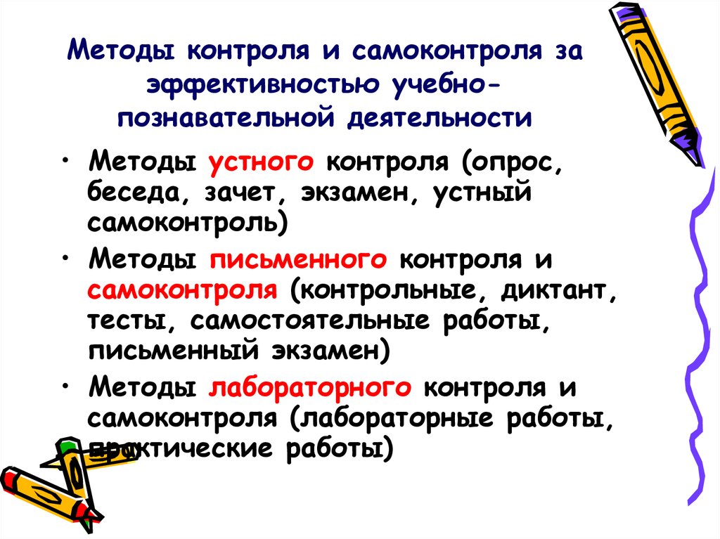 Методы и способы деятельности. Методы контроля и самоконтроля учебно-познавательной деятельности. Метод контроля и самоконтроля. Методы контроля самоконтроля и взаимоконтроля. Методы контроля эффективности учебной деятельности и самоконтроля.