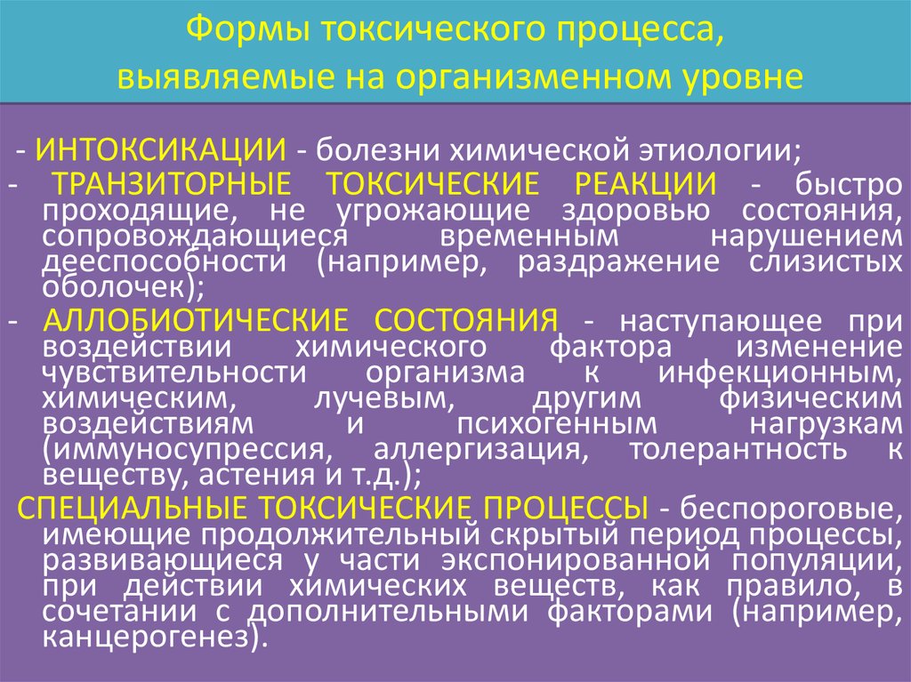 Проявления токсического процесса. Формы токсического процесса. Токсический процесс это.