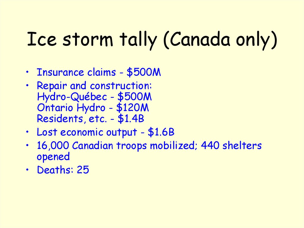 Ice storm tally (Canada only)