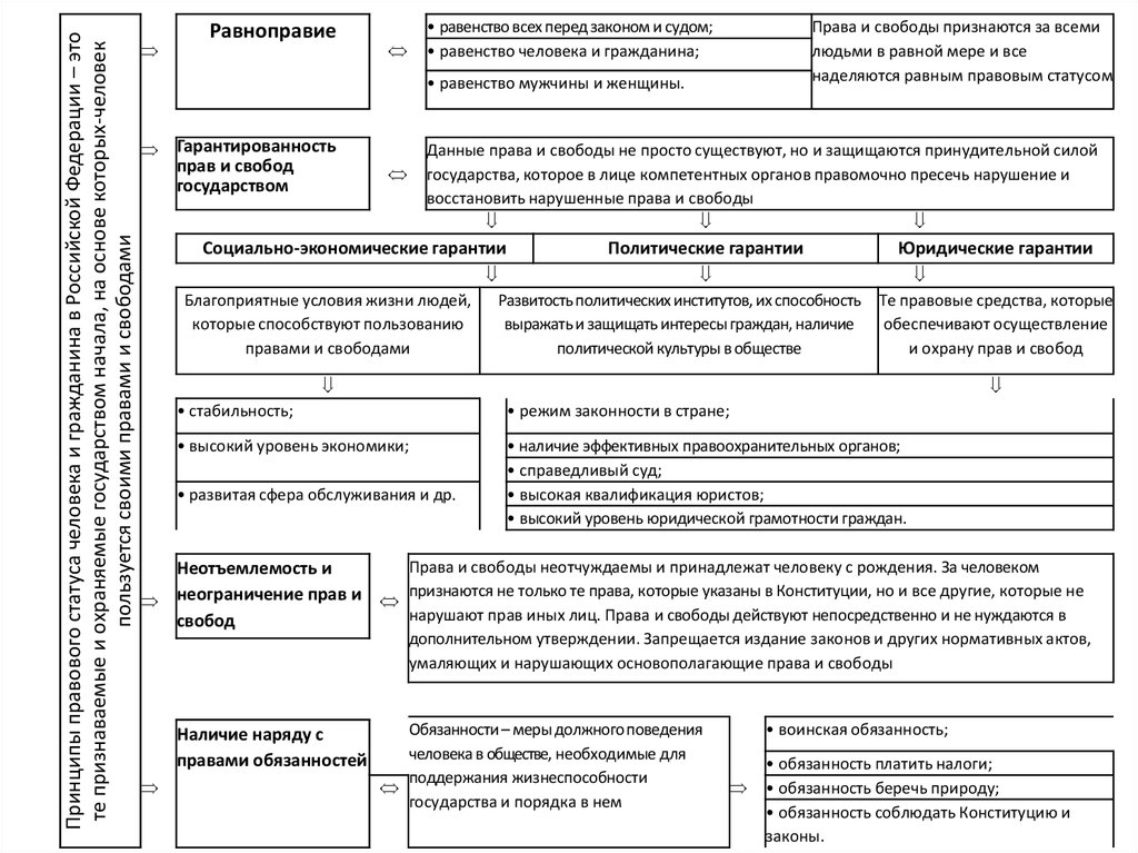 Принципы правовой политики. Принципы правового статуса человека и гражданина в РФ. Группы программ по правовому статутусу. Схема « равноправия граждан в РФ».