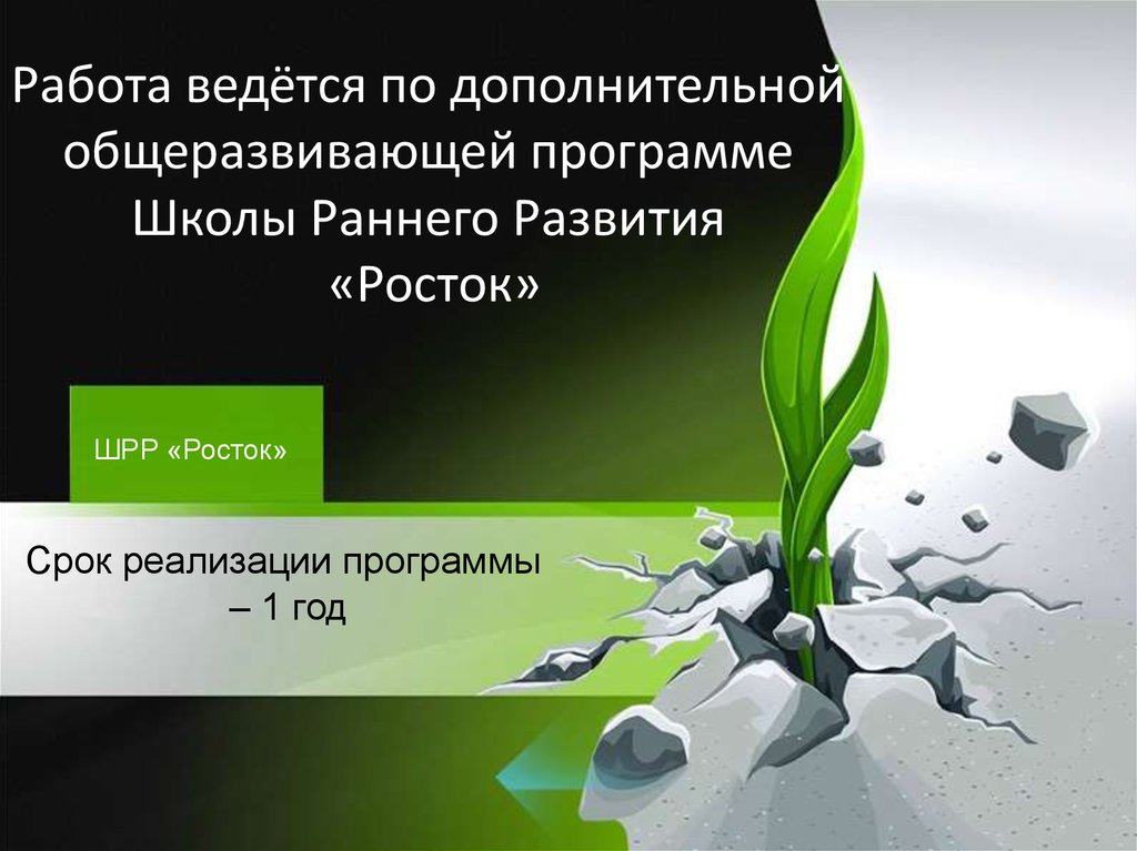Работа ведётся по дополнительной общеразвивающей программе Школы Раннего Развития «Росток»