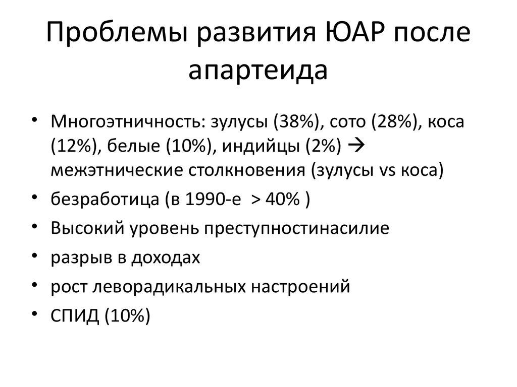 Проблемы и перспективы юар