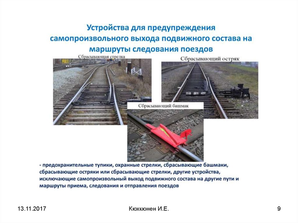 Устройства подвижного состава. Устройства для самопроизвольного выхода подвижного состава. Пути следования подвижного состава. Сбрасывающие башмаки, сбрасывающие Остряки или сбрасывающие. Сбрасывающий остряк или башмак.