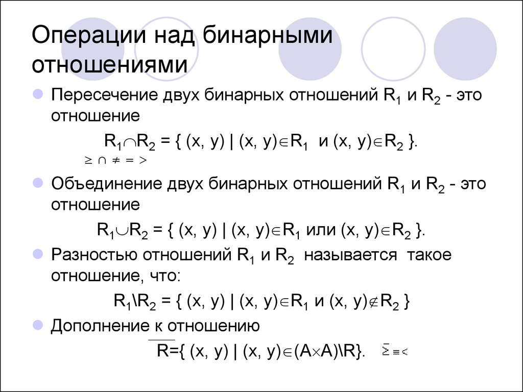 Отношение c a b. Операции над бинарными отношениями. Дополнение бинарного отношения. Бинарные отношения операции. Объединение бинарных отношений.