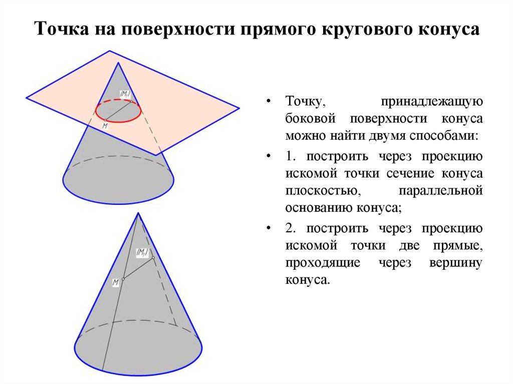 На рисунке изображен конус. Точки на поверхности конуса. Точки на конической поверхности. Поверхности конуса принадлежит точка. Конус на плоскости.