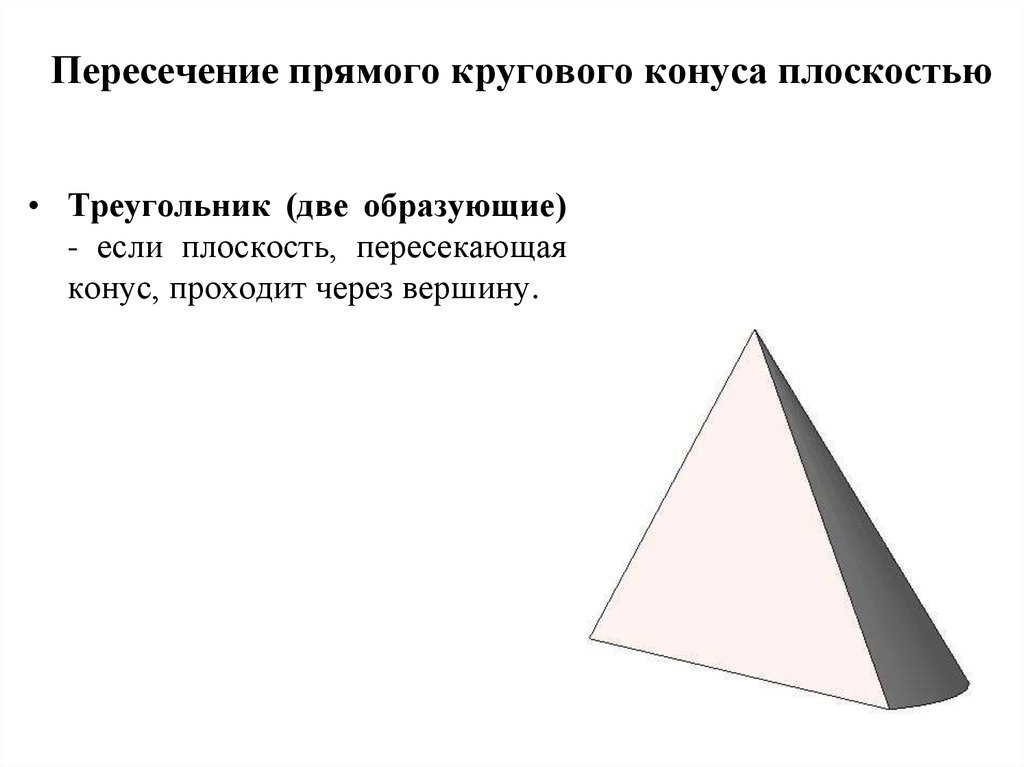 На рисунке конус по треугольнику пересекает плоскость