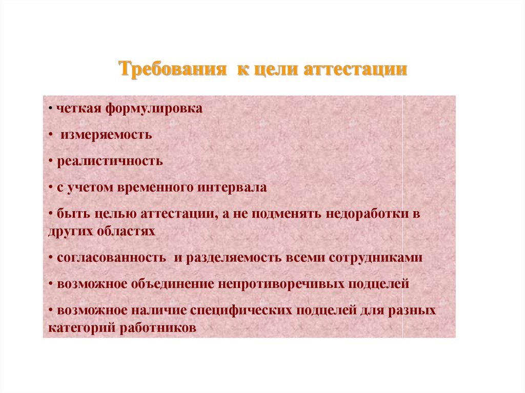 Требования целей. Четкая формулировка цели. Измеряемость цели. Реалистичность цели. Измеряемость в проекте.