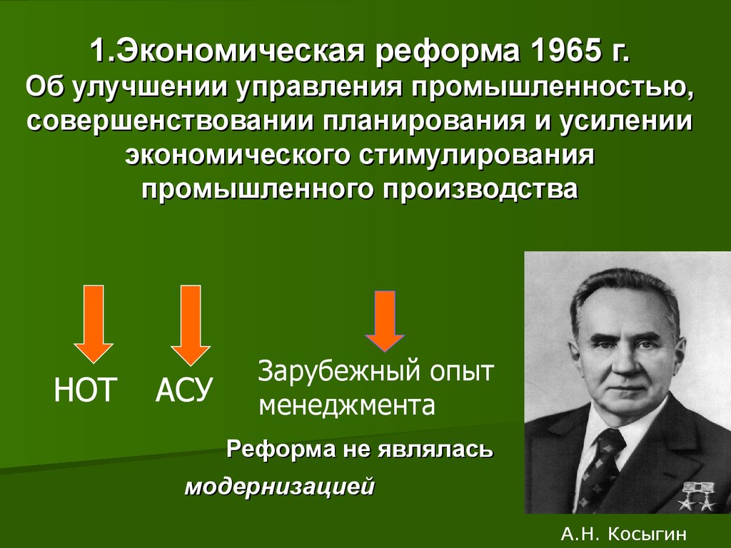 Итоги экономической реформы 1965