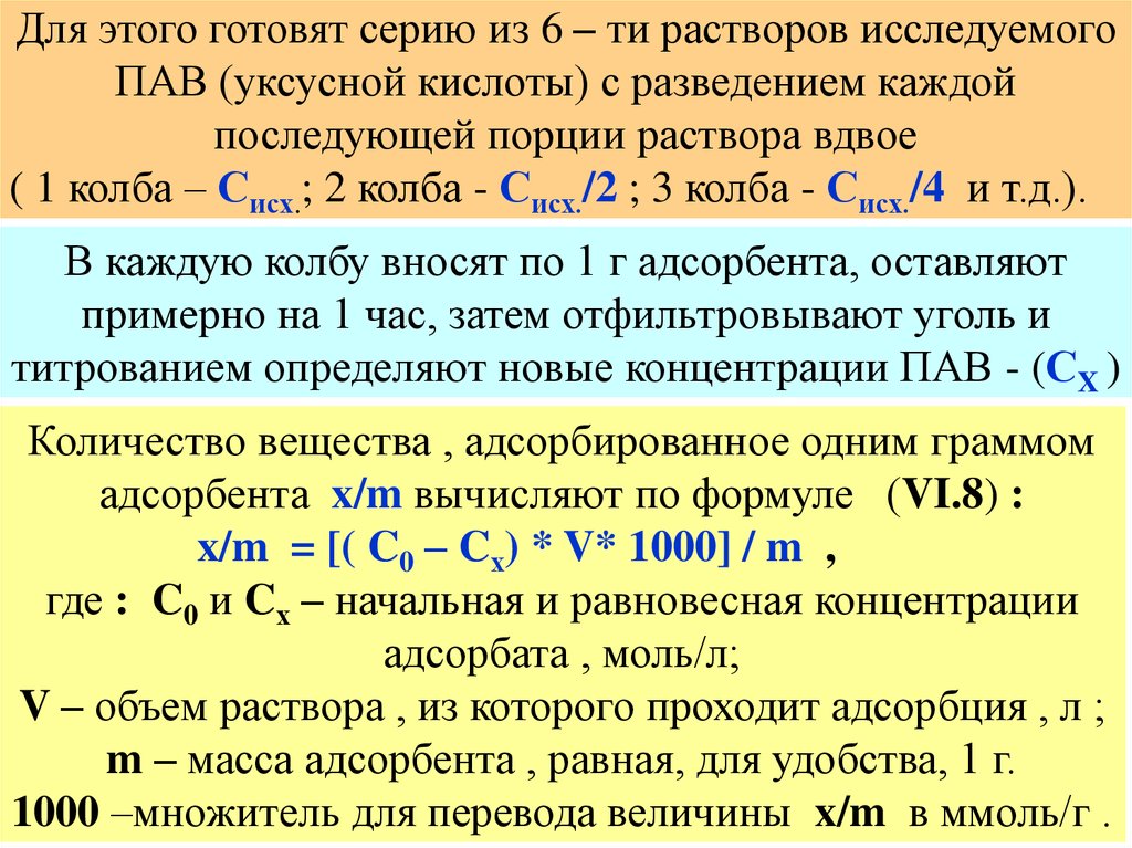 Концентрация растворов уксусной кислоты. Концентрация уксусной кислоты. Адсорбция уксусной кислоты на активированном угле. Адсорбция лабораторная работа с уксусной кислотой. Изотермы адсорбции уксусной кислоты.