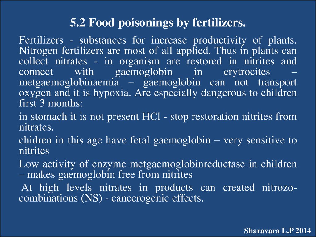 5.2 Food poisonings by fertilizers.