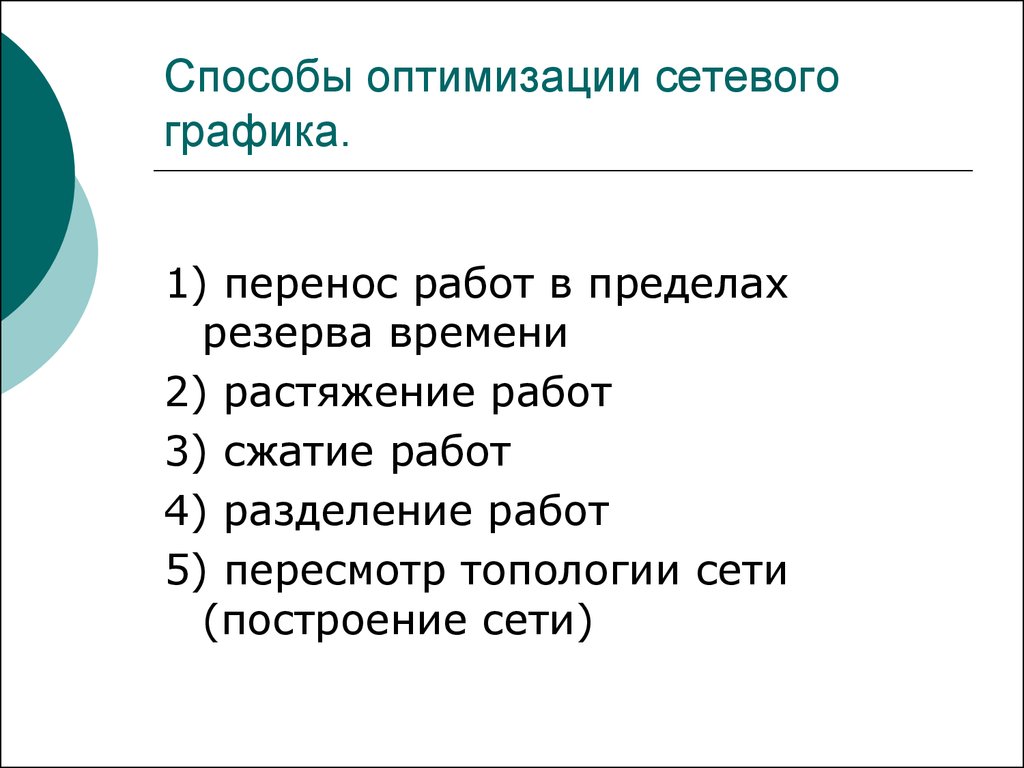 Способы оптимизации. Способы оптимизации Графика работ. Методы оптимизации локальных сетей. Методы оптимизации графиков. Способы оптимизации модератора.