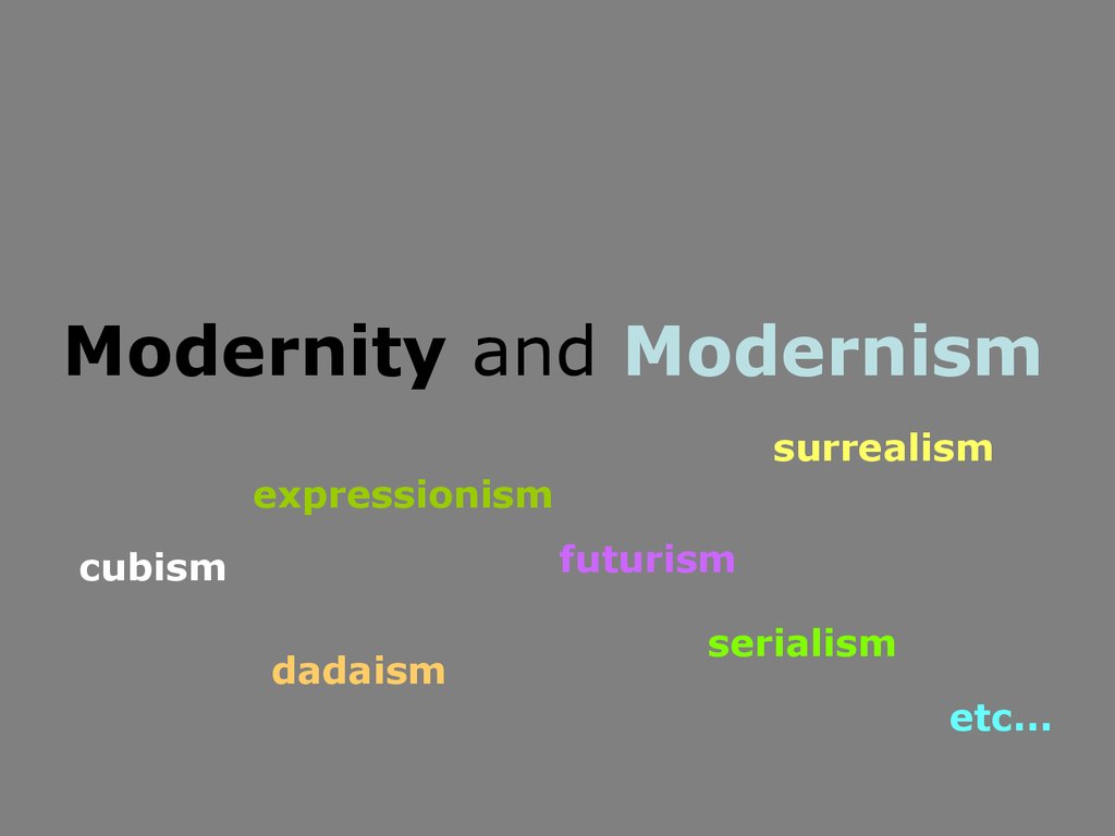 What is and when was modernity. Lecture 1. Modernity and Modernism ...