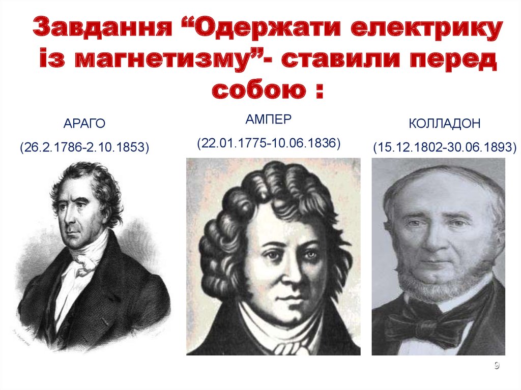 Завдання “Одержати електрику із магнетизму”- ставили перед собою :