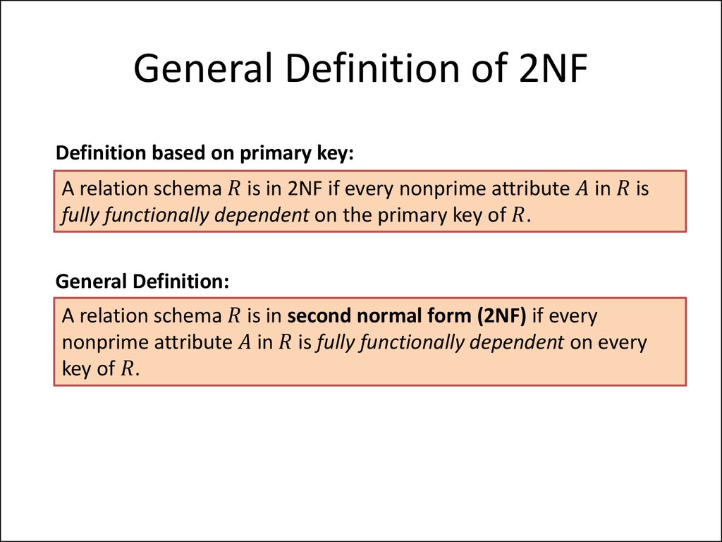 General Definition of 2NF