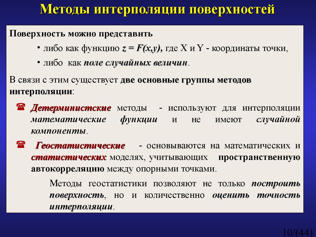 4 основных метода. Методики интерполяции данных. Метод интерполяции в химии. Детерминистические методы интерполяции. Геостатистические методы.