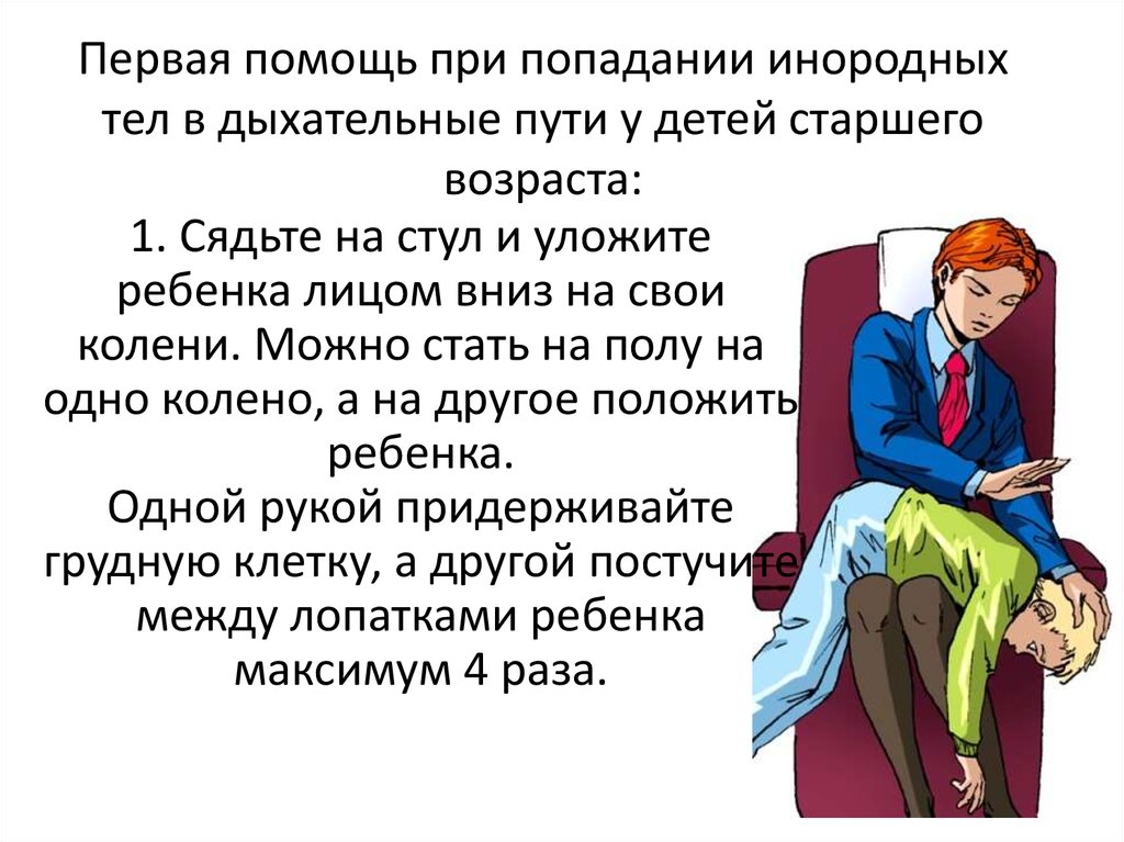 Оказание первой помощи при попадании инородного тела в дыхательные пути презентация