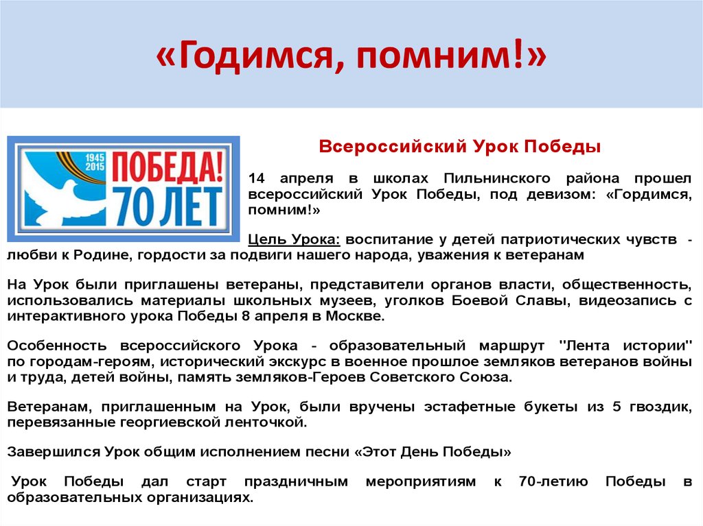 «Годимся, помним!»