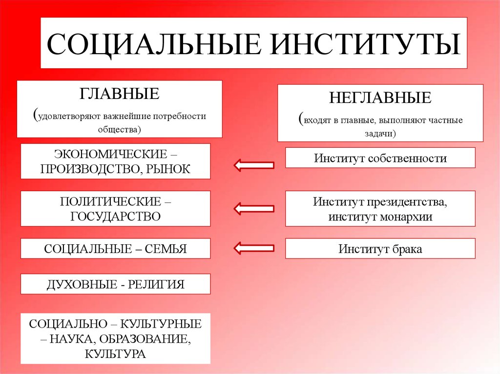 Примеры социальных институтов