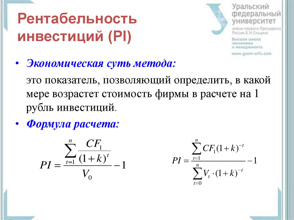 Индекс эффективности инвестиций