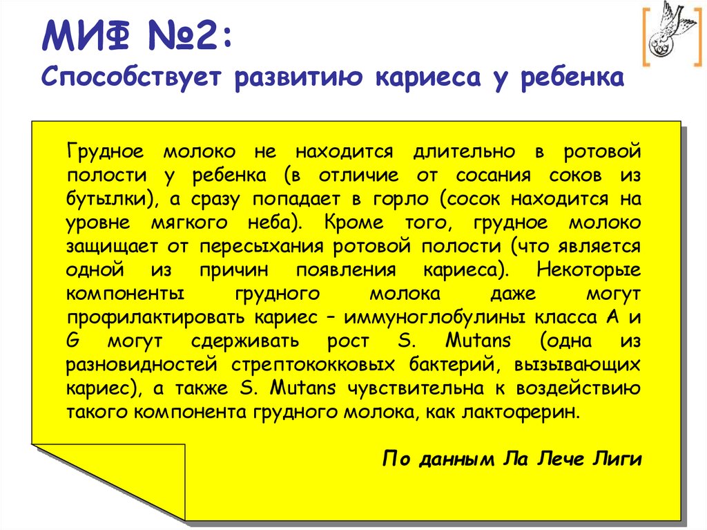 МИФ №2: Способствует развитию кариеса у ребенка