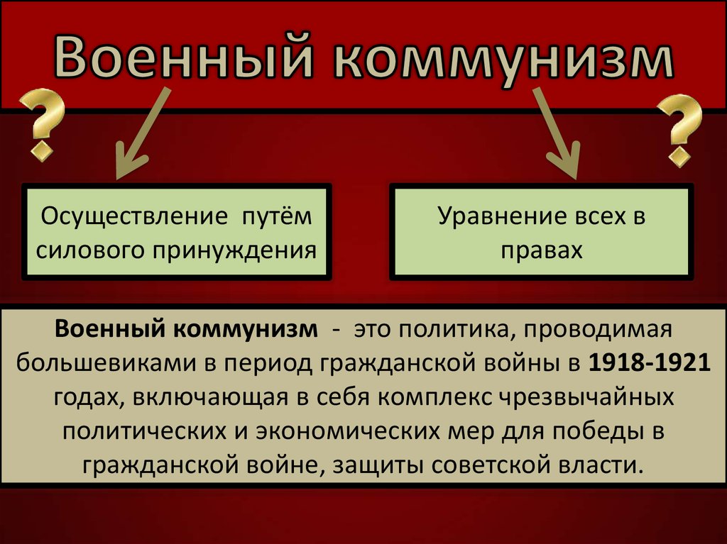 Коммунизм это простыми словами. Военный коммунизм. Причины военного коммунизма кратко.