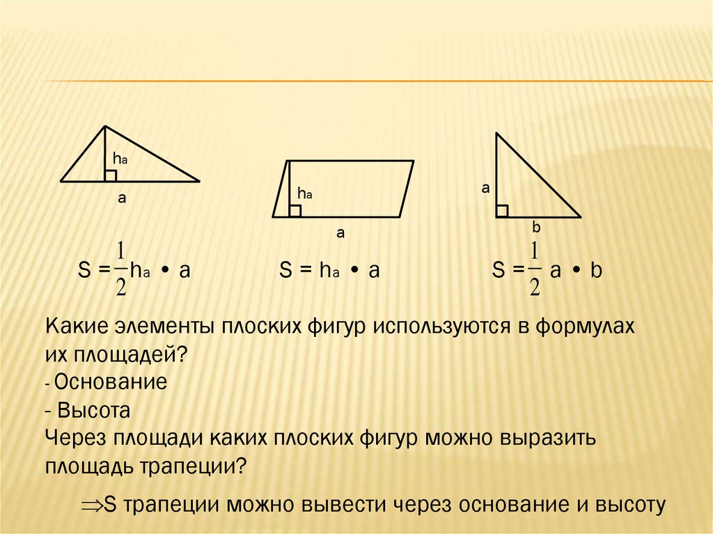 Основание фигуры. Площадь трапеции. Основание умножить на высоту. Площадь фигуры трапеции. Отношение площадей трапеции.