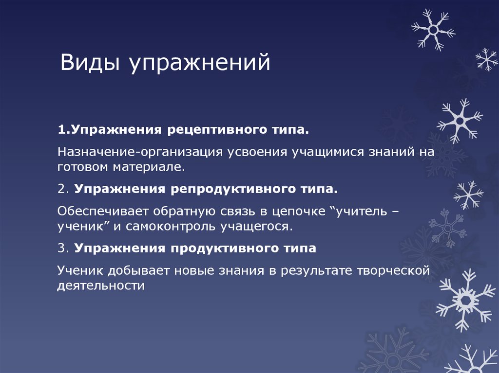 Рецептивно репродуктивный метод. Рецептивные упражнения это. Репродуктивные и продуктивные упражнения. Репродуктивные упражнения типы. Рецептивные и продуктивные упражнения.