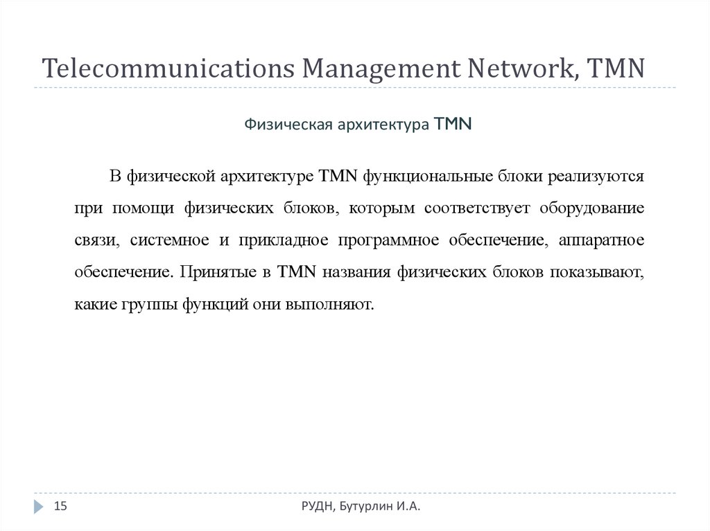 Telecommunications Management Network, TMN