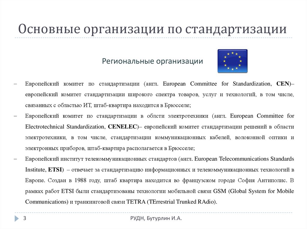 Основные организации по стандартизации