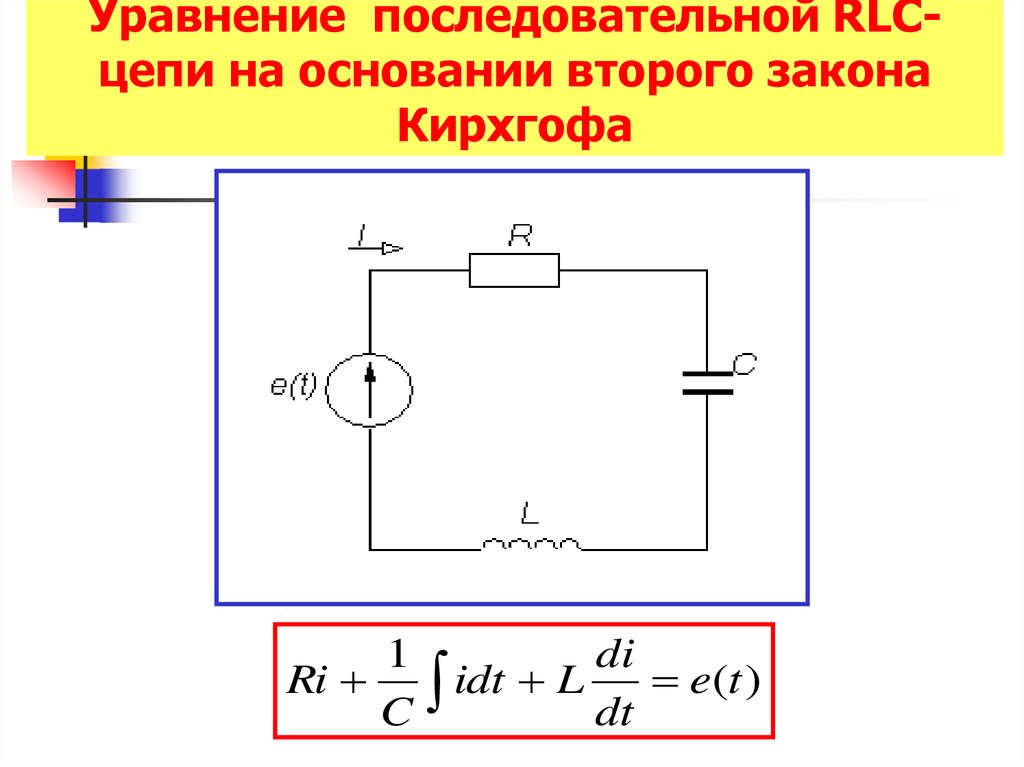 Уравнение последовательной RLC-цепи на основании второго закона Кирхгофа