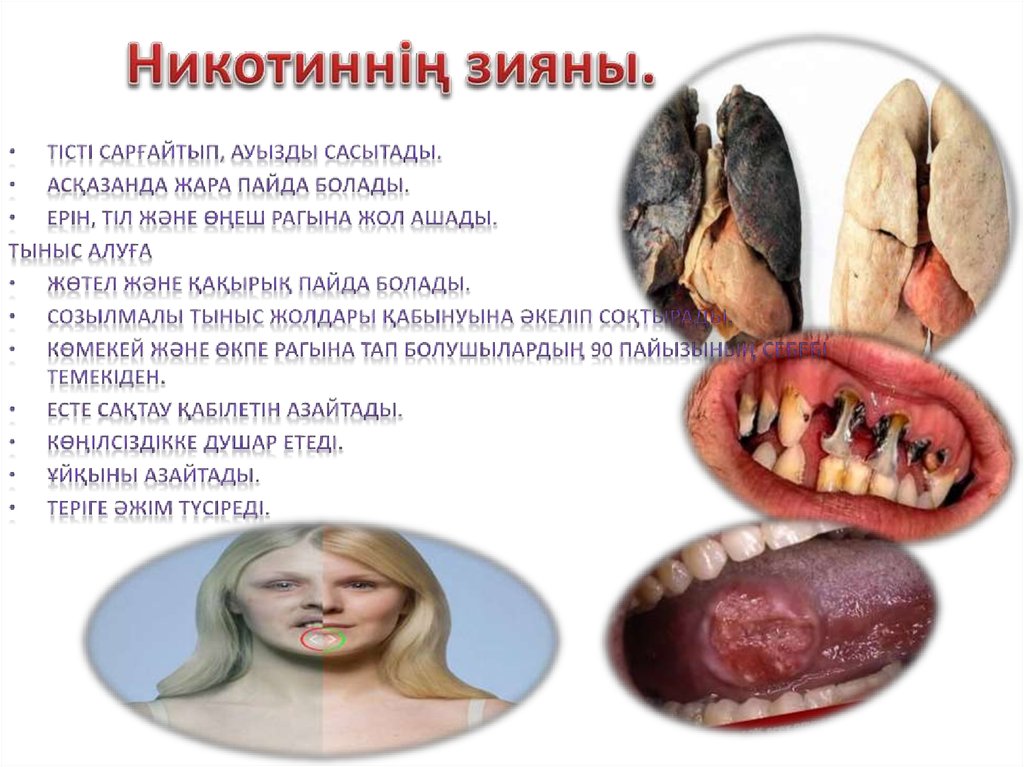 Никотиннің зияны.