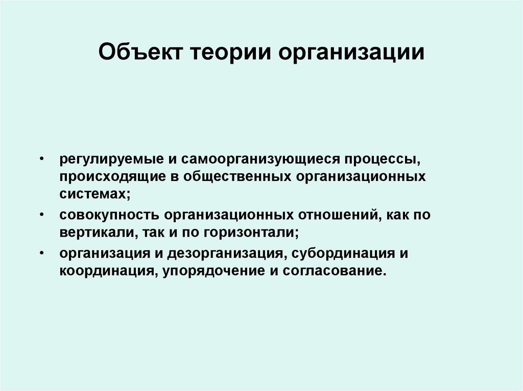 Предмет организации