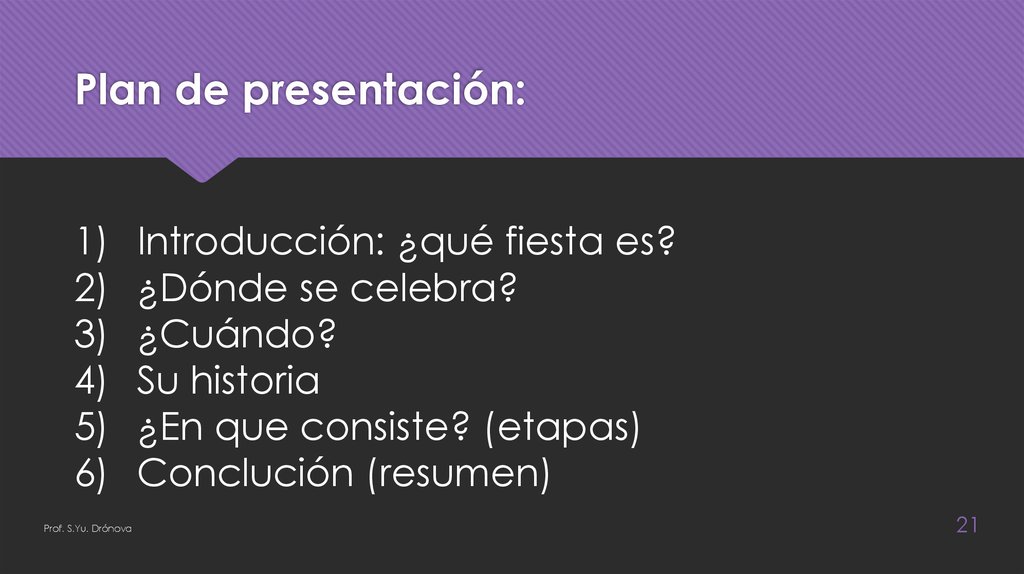 Plan de presentación: